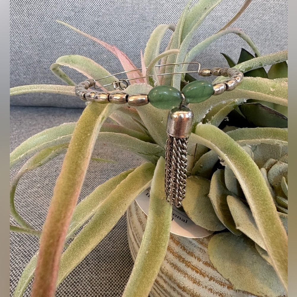 Alex & Ani Fern Color Stone & Raphaelian Silver Beads with Tassel